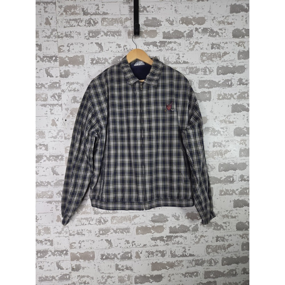 Vtg POLO GOLF Plaid Zip Up Jacket with Fleece Lined Vest XL Ralph Lauren Blue